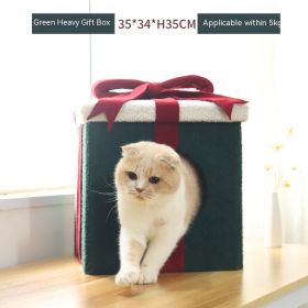 Fully Enclosed Foldable Cat Nest Four Seasons Universal Gift Box House Ins Style (Option: Carton Packaging-Dark Green)