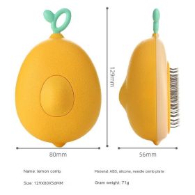 Cat Brush Hair Remover Cleaning Avocado Shaped Dog Grooming Tool Pet Combs Brush Stainless Steel Needle Pet Cleaning Care (Option: 13X8X5cm-Lemon Yellow)
