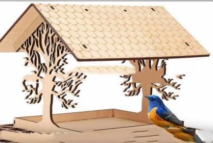 Wooden Home Garden Outdoor Bird Feeder Garden Pendant Decoration Feeder (Option: Wood color B)
