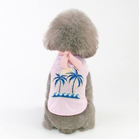 Coconut tree embroidery from pet clothing (Option: Pink-S)