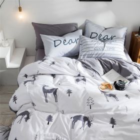 Cotton four-piece bed-lily print fashion simple cotton (Option: C-Quilt200x230cm)