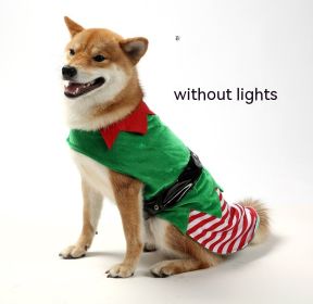 Christmas Dog Clothes Green Elf Pet Clothes (Option: Green Without Light-L)
