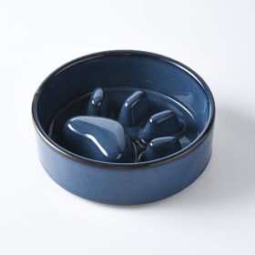 Japanese Style Ceramic Pet Cat And Dog Bowl (Option: Medium-Blue)
