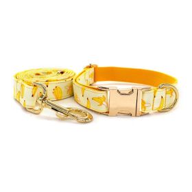 Tow Rope Collar Pet Supplies Gold Metal Buckle (Option: Yellow-Dog leash set-L)