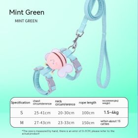 Adjustable Pet Cat Gradient Color Hand Holding Rope (Option: Little Bee Style Mint Green-S)