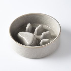 Japanese Style Ceramic Pet Cat And Dog Bowl (Option: Medium-Gray)