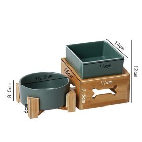 Large Capacity High Stand Ceramic Pet Bowl (Option: Matte Green Set)