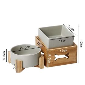 Large Capacity High Stand Ceramic Pet Bowl (Option: Matte Gray Set)
