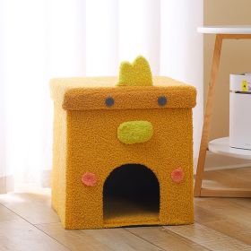 Fully Enclosed Foldable Cat Nest Four Seasons Universal Gift Box House Ins Style (Option: Carton Packaging-Yellow Chicken Folding Nest)