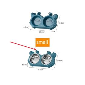 Pet Double Bowl Cat Bowl Removable Stainless Steel (Option: Stainless Steel Double Bowl-Small Blue)