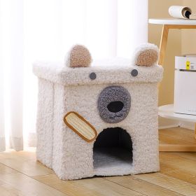 Fully Enclosed Foldable Cat Nest Four Seasons Universal Gift Box House Ins Style (Option: Carton Packaging-White Bear Folding Nest)